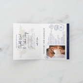 Marine Blauw Paspoort Nautische Bestemming Bruilof (Binnen)