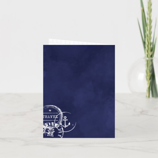 Marine Blauw Paspoort Nautische Bestemming Bruilof (Achterkant)