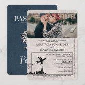 Marine Blauw Polen Paspoort Uitnodiging voor het H (Voorkant / Achterkant)