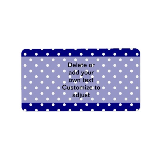 Marine blauw polka dot patroon etiket (Voorkant)