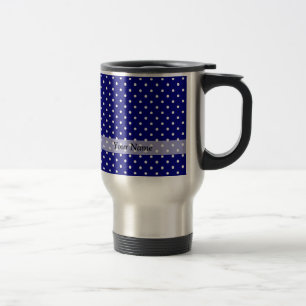 Marine blauw polka dot patroon reisbeker