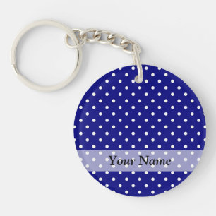 Marine blauw polka dot patroon sleutelhanger
