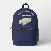 Marine Blauw Ponton Boot met Naam Bedrukte Rugzak (Voorkant)