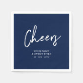 Marine Blauw | Proost Penseel Script Party Celebra Servet (Voorkant)