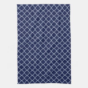 Marine Blauw Quarterfoil Monogram Keuken Schotel H Theedoek