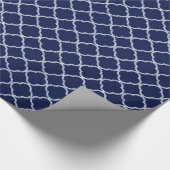Marine Blauw Quaterfoil Lattice Wrapping Papier (Hoek)