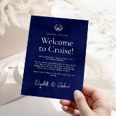 Marine Blauw Reisroute Bestemming Bruiloft Informatiekaartje