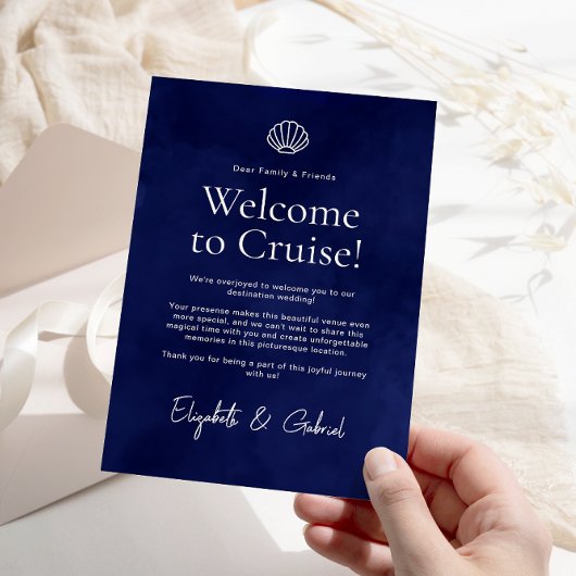 Marine Blauw Reisroute Bestemming Bruiloft Informatiekaartje