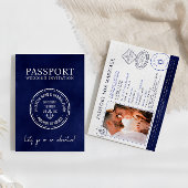 Marine Blauw Reizen Paspoort Bestemming Bruiloft Kaart
