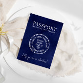 Marine Blauw Reizen Paspoort Bestemming Bruiloft Kaart
