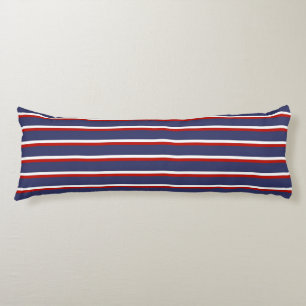 Marine Blauw Rood Gestreept Modern Stijlvol Patroo Lichaamskussen