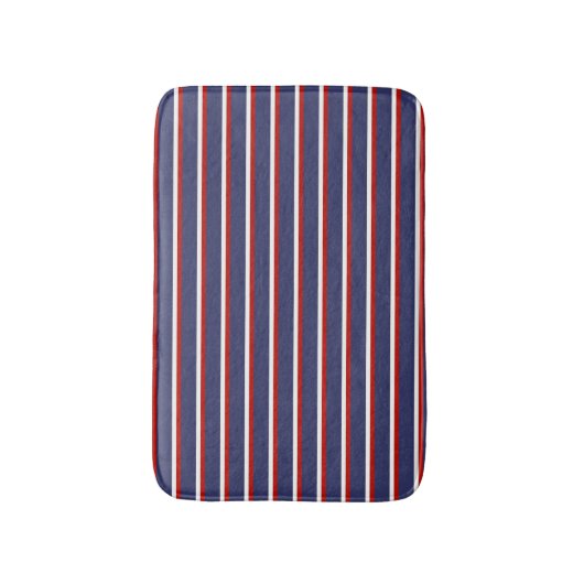 Marine Blauw Rood Gestreepte Chic Moderne Vertical Badmat (Voorkant Verticaal)
