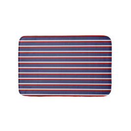 Marine Blauw Rood Gestreepte Chic Moderne Vertical Badmat