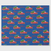 Marine Blauw Rood Vrachtwagen Kerstcadeaus Wrap Cadeaupapier (Vlak)