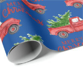 Marine Blauw Rood Vrachtwagen Kerstcadeaus Wrap Cadeaupapier (Rol Hoek)