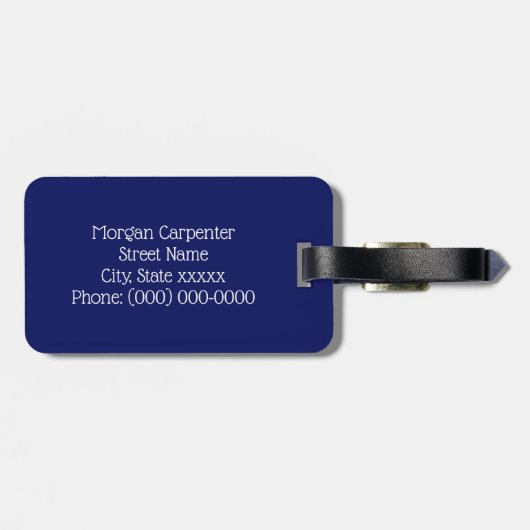 Marine Blauw Rood Wit Cirkel Monogram DIY BG Bagagelabel (Achterkant horizontaal)