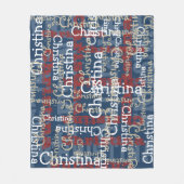 Marine Blauw Rood Wit Naam Collage Gepersonaliseer Fleece Deken (Voorkant)