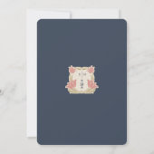 Marine Blauw Roze  Art Nouveau Floral Kaart (Achterkant)