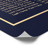 Marine Blauw Roze Bloemen Trouwstoel Grafiek 12 Poster (Hoek)