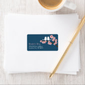 Marine Blauw & Roze Kersenbloesem Lente Bruiloft Etiket (Insitu)