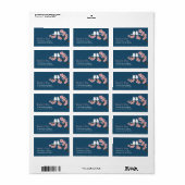 Marine Blauw & Roze Kersenbloesem Lente Bruiloft Etiket (Full Sheet)
