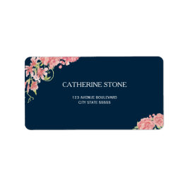 Marine blauw roze pioen bloemen elegante bruiloft etiket