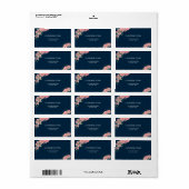 Marine blauw roze pioen bloemen elegante bruiloft etiket (Full Sheet)