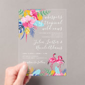 Marine Blauw Roze Tropische Wild Rain Forest Weddi Acryl Uitnodigingen (Insitu (Draagbaar))