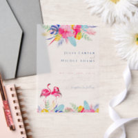 Marine Blauw Roze Tropische Wild Rain Forest Weddi