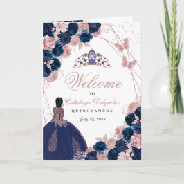 Marine Blauw & Roze Vlinder Quinceanera Programma