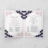 Marine Blauw & Roze Vlinder Quinceanera Programma (Binnen)