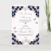 Marine Blauw & Roze Vlinder Quinceanera Programma (Achterkant)