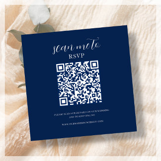 Marine Blauw | RSVP QR Code Enclosure Kaart