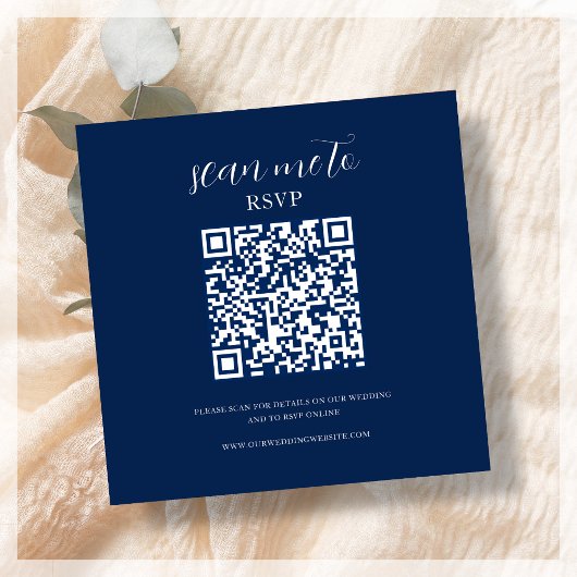Marine Blauw | RSVP QR Code Enclosure Kaart