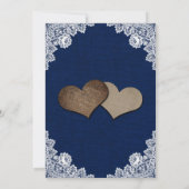 Marine Blauw Rustiek Land Bloemen Kant Huwelijk Save The Date (Achterkant)