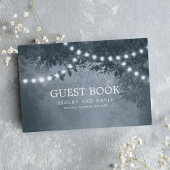 Marine Blauw Rustieke Boom String Lights Bruiloft Gastenboek