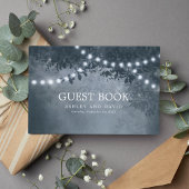 Marine Blauw Rustieke Boom String Lights Bruiloft Gastenboek