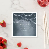 Marine Blauw Rustieke Boom String Lights Bruiloft Servet (Insitu)