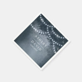 Marine Blauw Rustieke Boom String Lights Bruiloft Servet (Hoek)