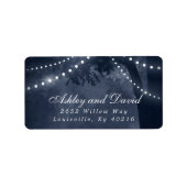 Marine Blauw Rustieke Boom String Lights Retouradr Etiket (Voorkant)