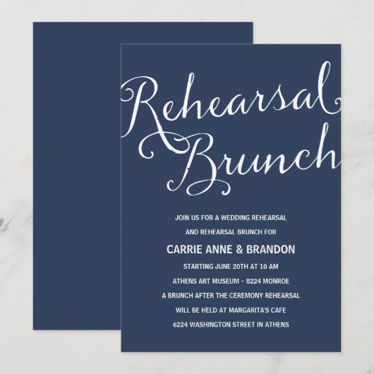 Marine Blauw | Rustieke kalligrafie repetitie brun Kaart (Voorkant / Achterkant)