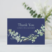 Marine Blauw Sage Eucalyptus Groen Modern Bedankkaart (Staand voorkant)