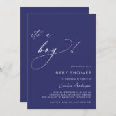 Marine Blauw | Schattige Eenvoudig Het is een Jong Kaart (Voorkant / Achterkant)