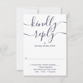 Marine Blauw Script String Lights Bruiloft RSVP Kaartje (Voorkant)