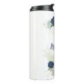 marine blauw stoffig blauw bloem groen thermosbeker (Gedraaid links)