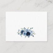 Marine Blauw Stoffig Blauw Elegant Bloemen Bruilof Informatiekaartje (Achterkant)