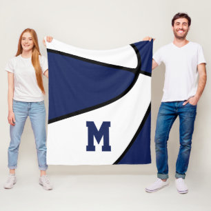Marine Blauw Team Kleuren Jongens Meisjes Basketba Fleece Deken