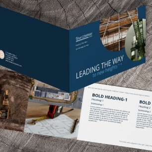 Marine Blauw, Techniek Gevouwen Foto Brochure Kaart