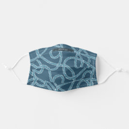 Marine Blauw Touw Patroon Nautisch Stoffen Mondkapje