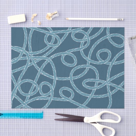 Marine Blauw Touw Patroon Nautisch Tissuepapier (Craft)